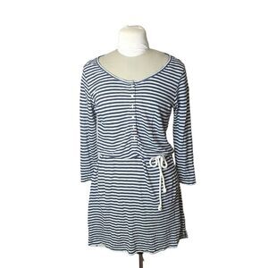 Roots Striped Linen Henley T-Shirt Dress
